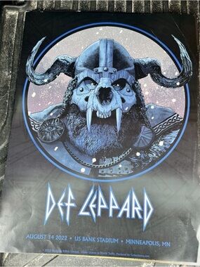 Def Leppard Blue Viking Concert Poster 08/14/2022 Minneapolis Minnesota GUC ❤️